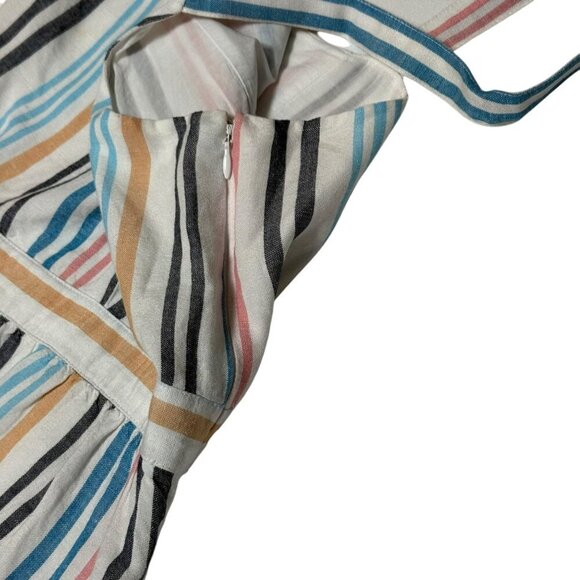 Striped Sleeveless Sundress LOFT Outlet Womens Size L Linen Blend Pockets - Picture 7 of 8